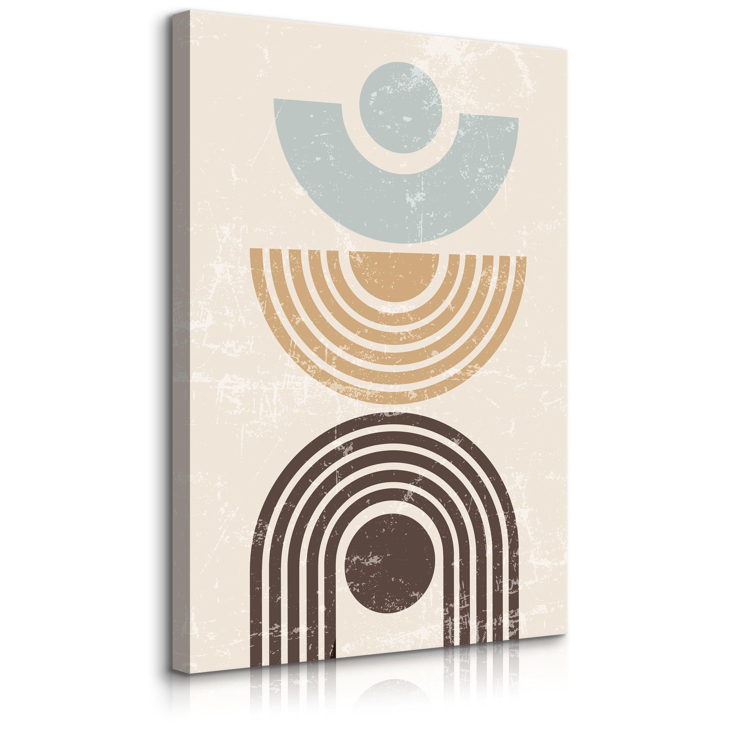 Muralo Leinwandbild Abstrakt – Leinwandbild Wandbild Kunstdruck Wohnzimmer, Abstrakt (1 St), Beige Boho – Style, 70 x 100 cm, aufhängefertig