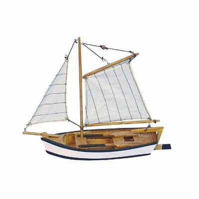 Linoows Dekoobjekt Fischerboot mit Gaffelsegel, Ostsee Segel Fischer, handgefertigtes Modellboot aus Holz