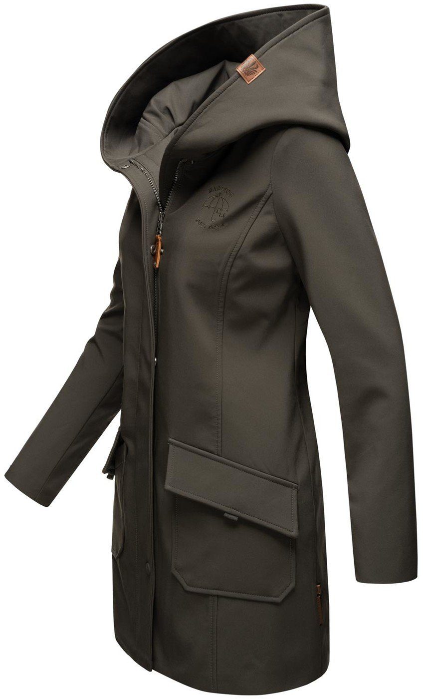 Marikoo Softshelljacke Softshelljacke Mayleen – Damen Übergangsjacke mit Kapuze und Taillierter Schnitt, hoher Tragekomfort und stilvolle Details