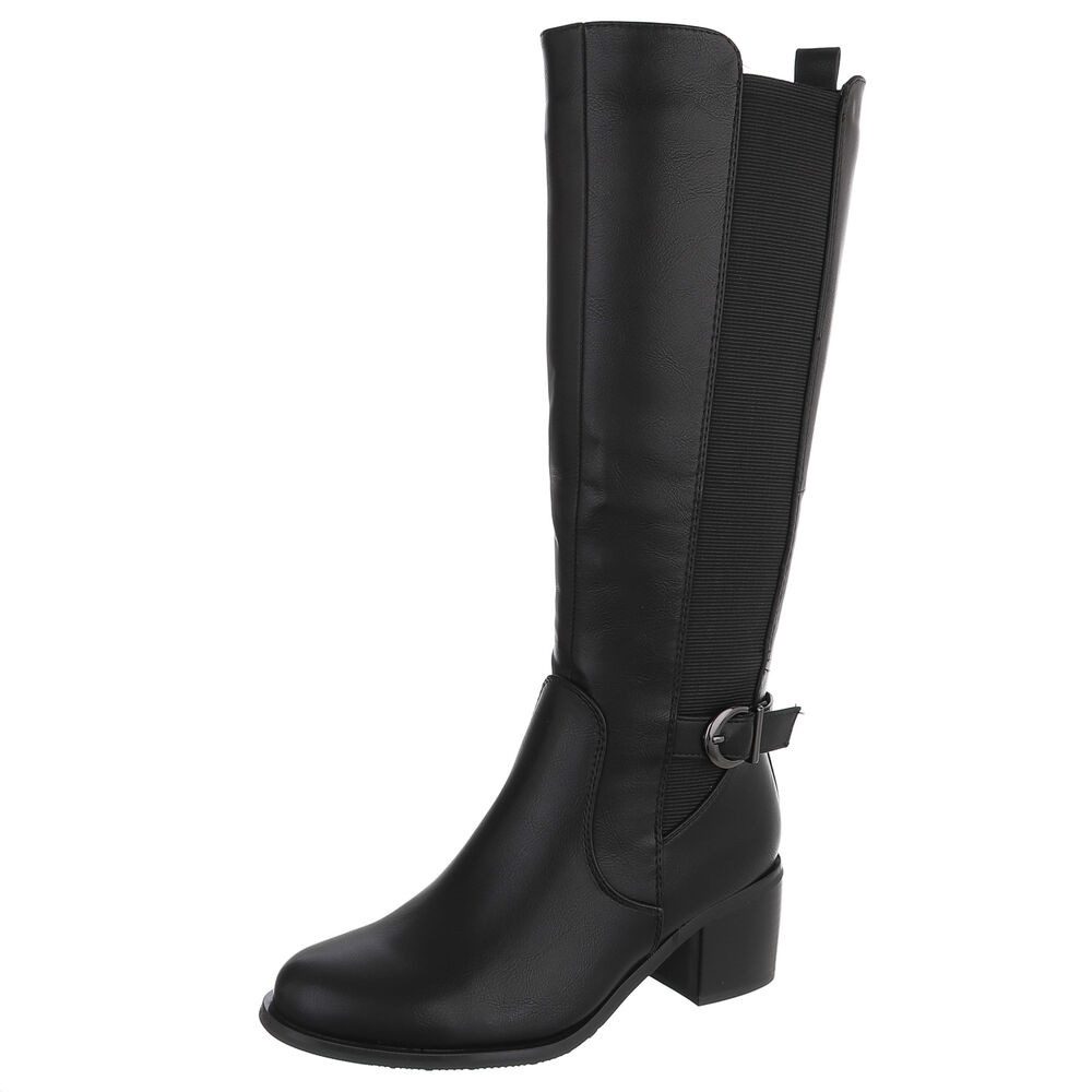 Ital-Design Damenstiefel mit Blockabsatz und Stretch-Einsätzen Stiefel (92269085) Blockabsatz Stiefel in Schwarz