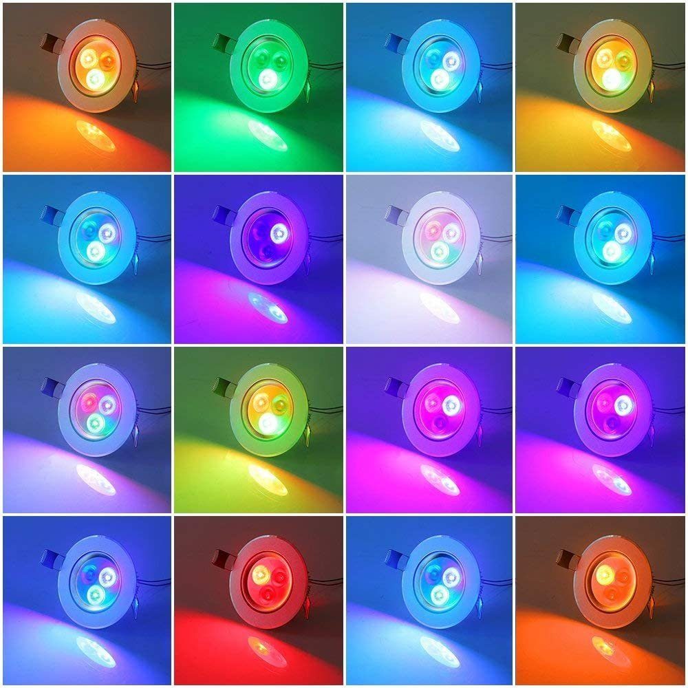 RGB, Einbauleuchte 3W/12W, Fernbedienung Spot 3W, Rosnek mit LED LED Deckenleuchte RGB, Strahler, Downlight, Einbaustrahler