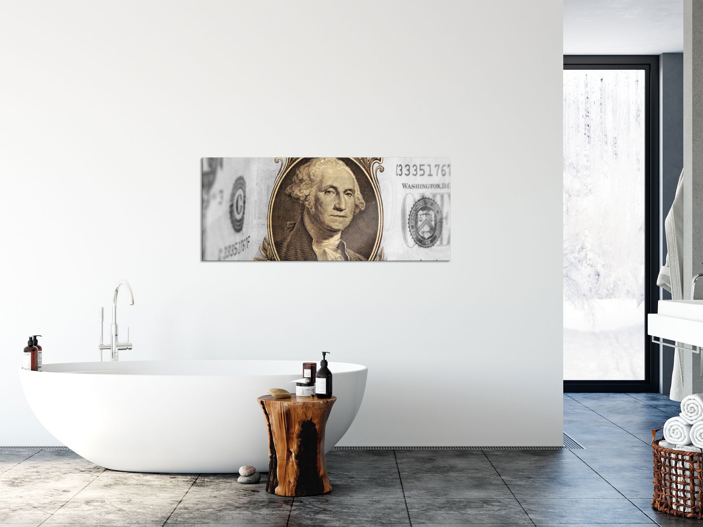 Pixxprint Glasbild Washington Dollarschein, Washington Dollarschein (1 St), Glasbild aus Echtglas, inkl. Aufhängungen und Abstandshalter