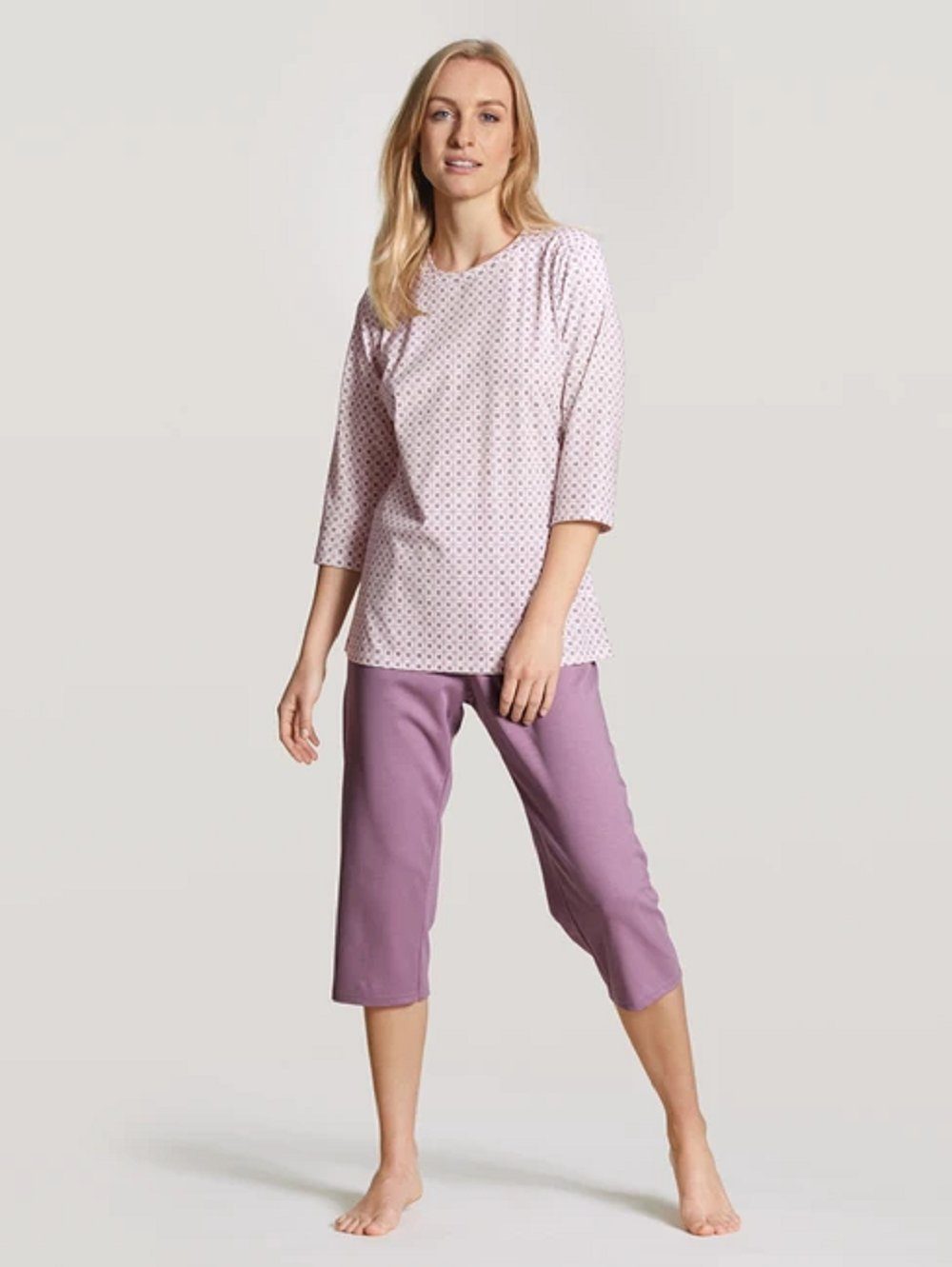 41257 1 1 Pyjama 100% Calida Baumwolle 3/4 tlg., (1 CALIDA Pyjama lila Stück) Stück,