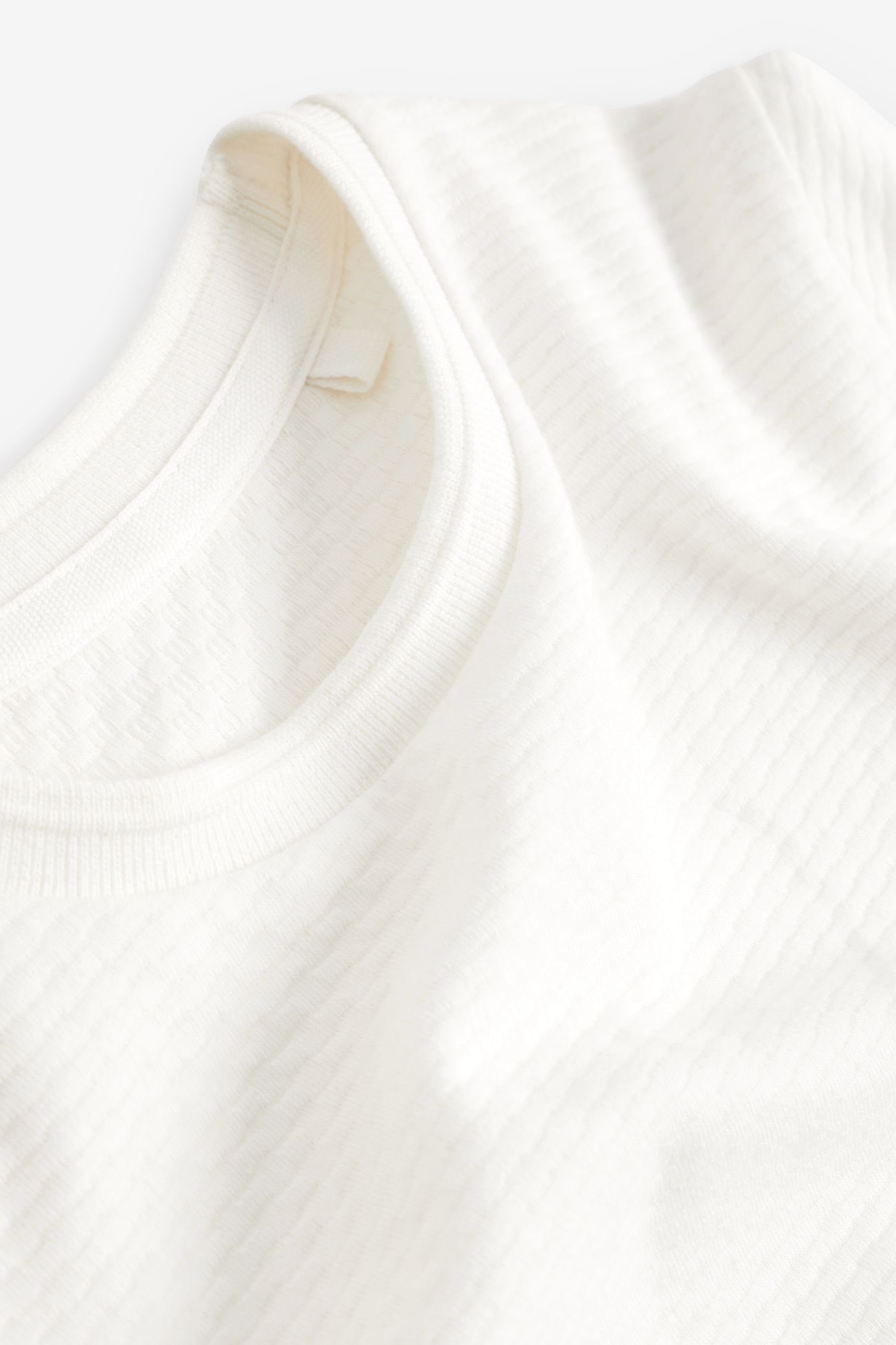 Next T-Shirt Strukturiertes Kurzarm-T-Shirt (1-tlg) White