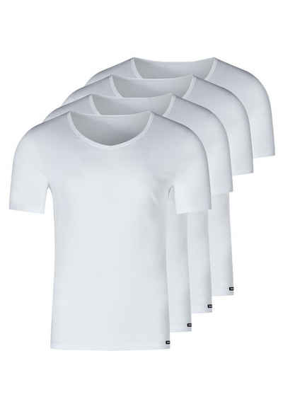 Skiny Unterhemd 4er Pack Unterhemd / Shirt Kurzarm (Spar-Set, 4-St) Unterhemd / Shirt Kurzarm - Baumwolle - V-Ausschnitt für coole Styles