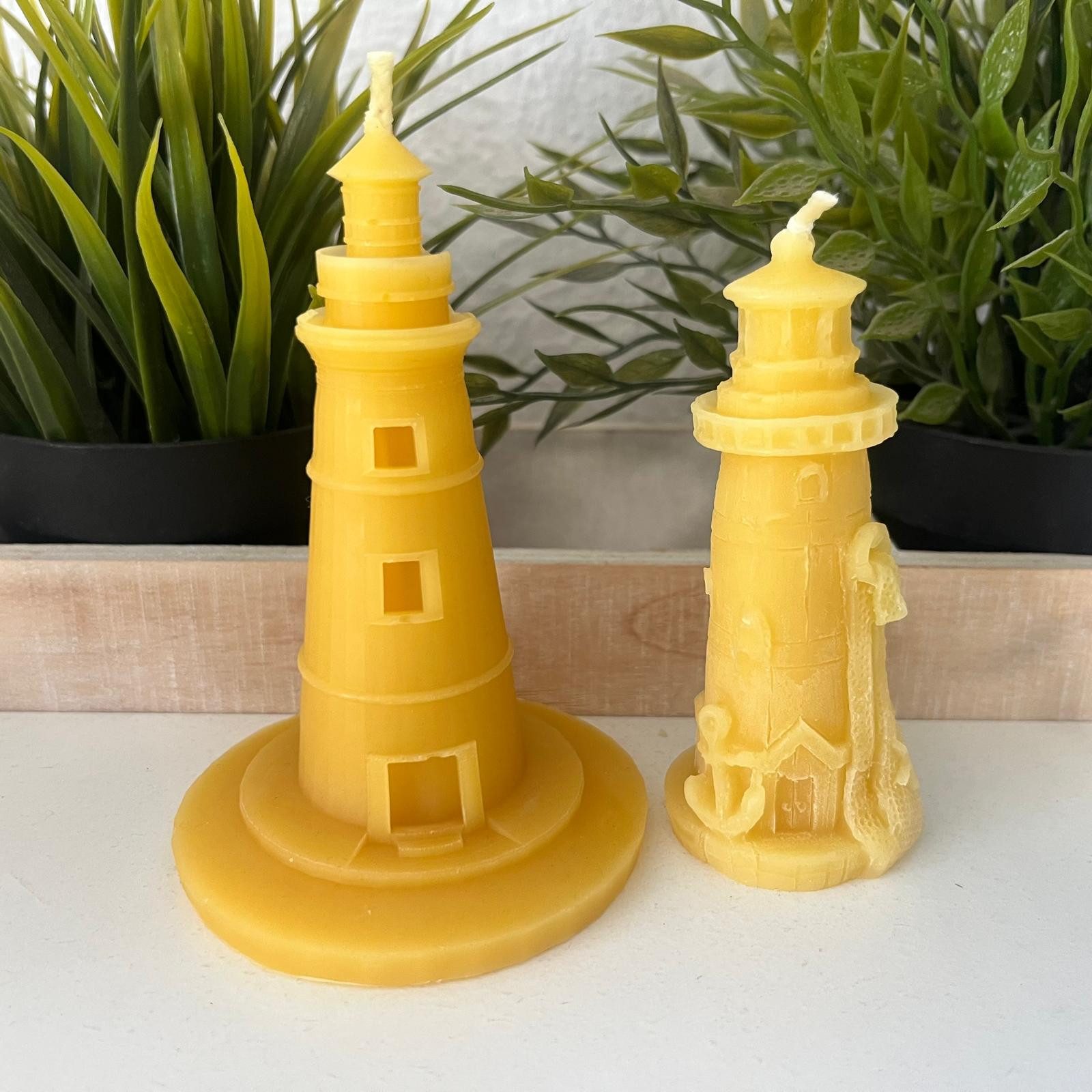 Aspinaworld Bienenwachskerze Leuchtturm Kerze 2er Set 11+10 cm natur (2-tlg)