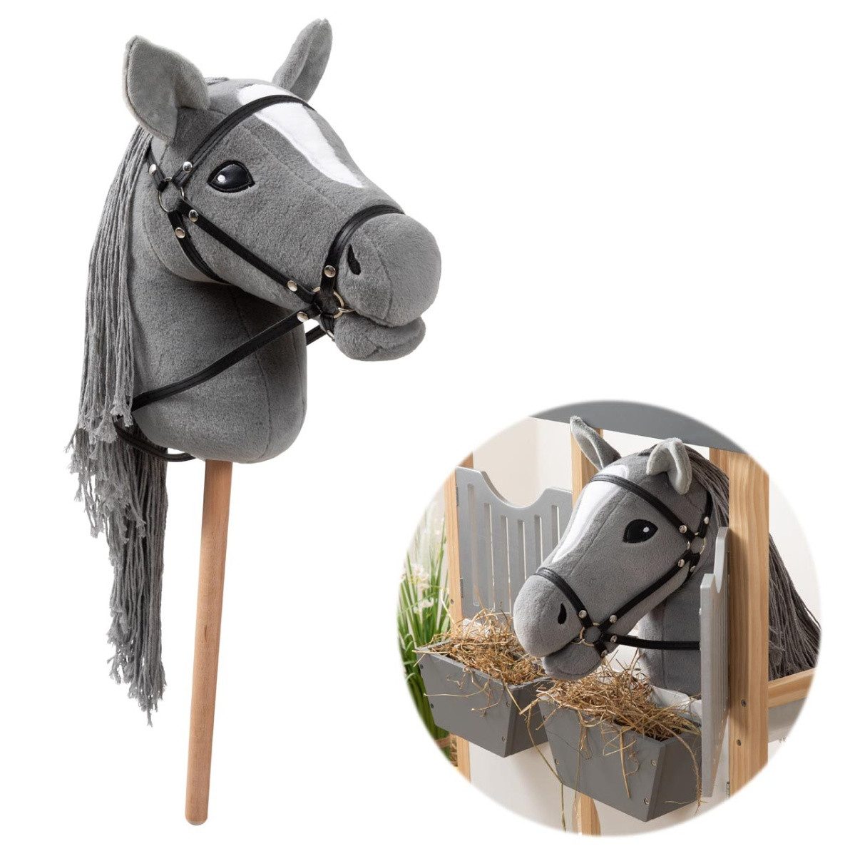 ELLA & PIET® Steckenpferd Großes Hobby Horse STORMY mit Tasche (Grau)