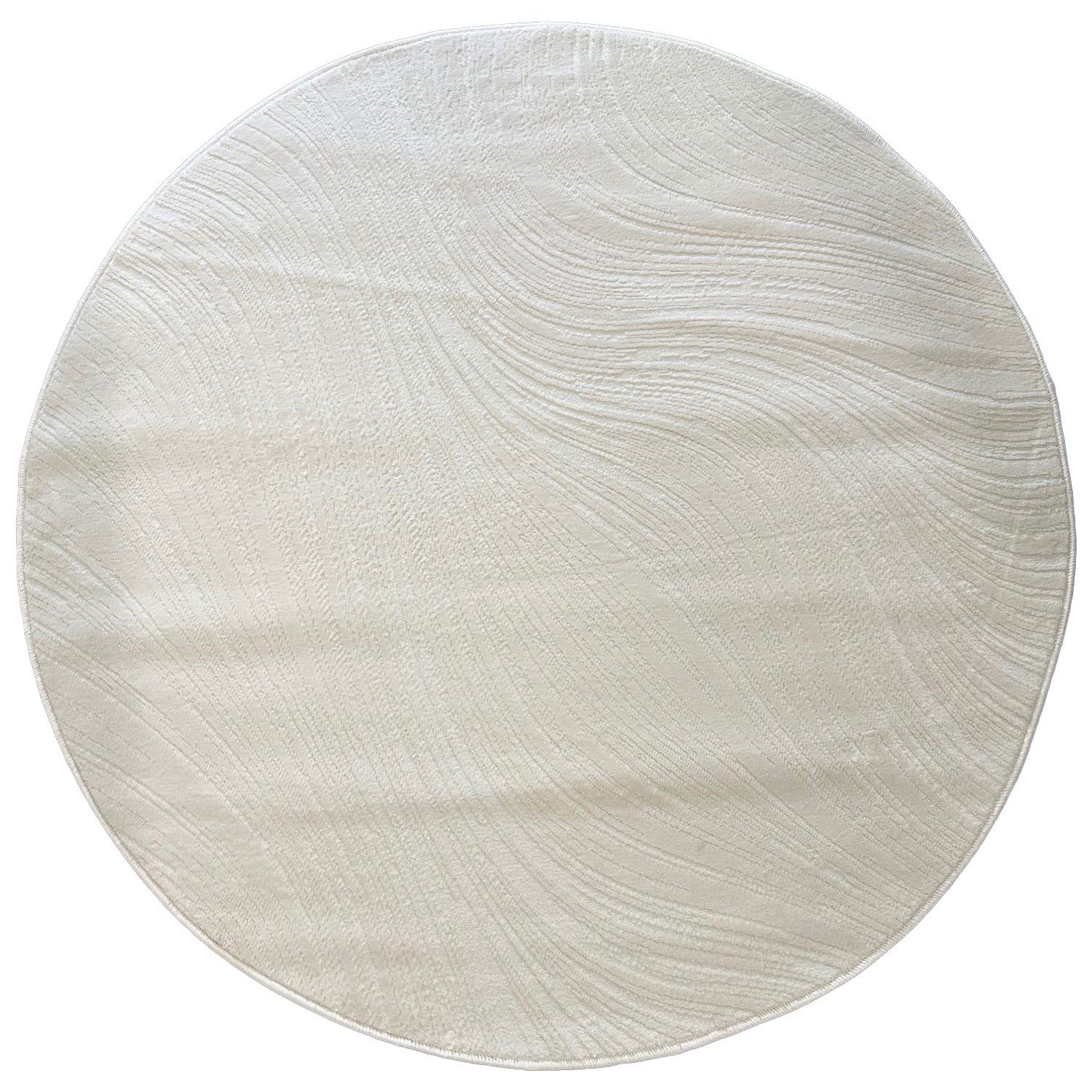 Vimoda Teppich Boho Design Unifarbe Hoch-Tief-Effekt, Rund, Höhe: 6 mm, Teppich 3D Hoch-Tief-Effekt Modern für Esszimmer, Flur & Schlafzimmer