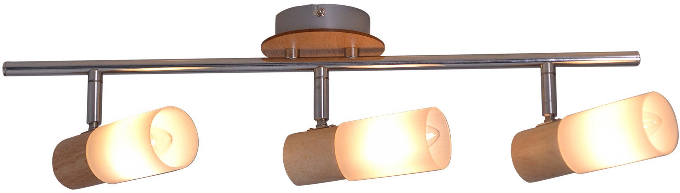 näve Deckenleuchte Todtnau, ohne Leuchtmittel, Deckenleuchte 3flg,excl.3x E14 max. 5W,Holz/Metall,natur/chrom