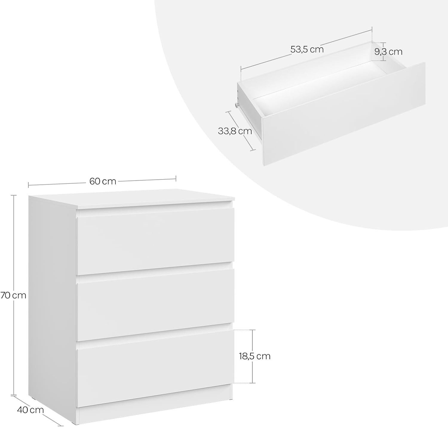 Woltu Kommode, Schubladenschrank Wohnzimmer Schlafzimmer Flur, 60x90x40 cm