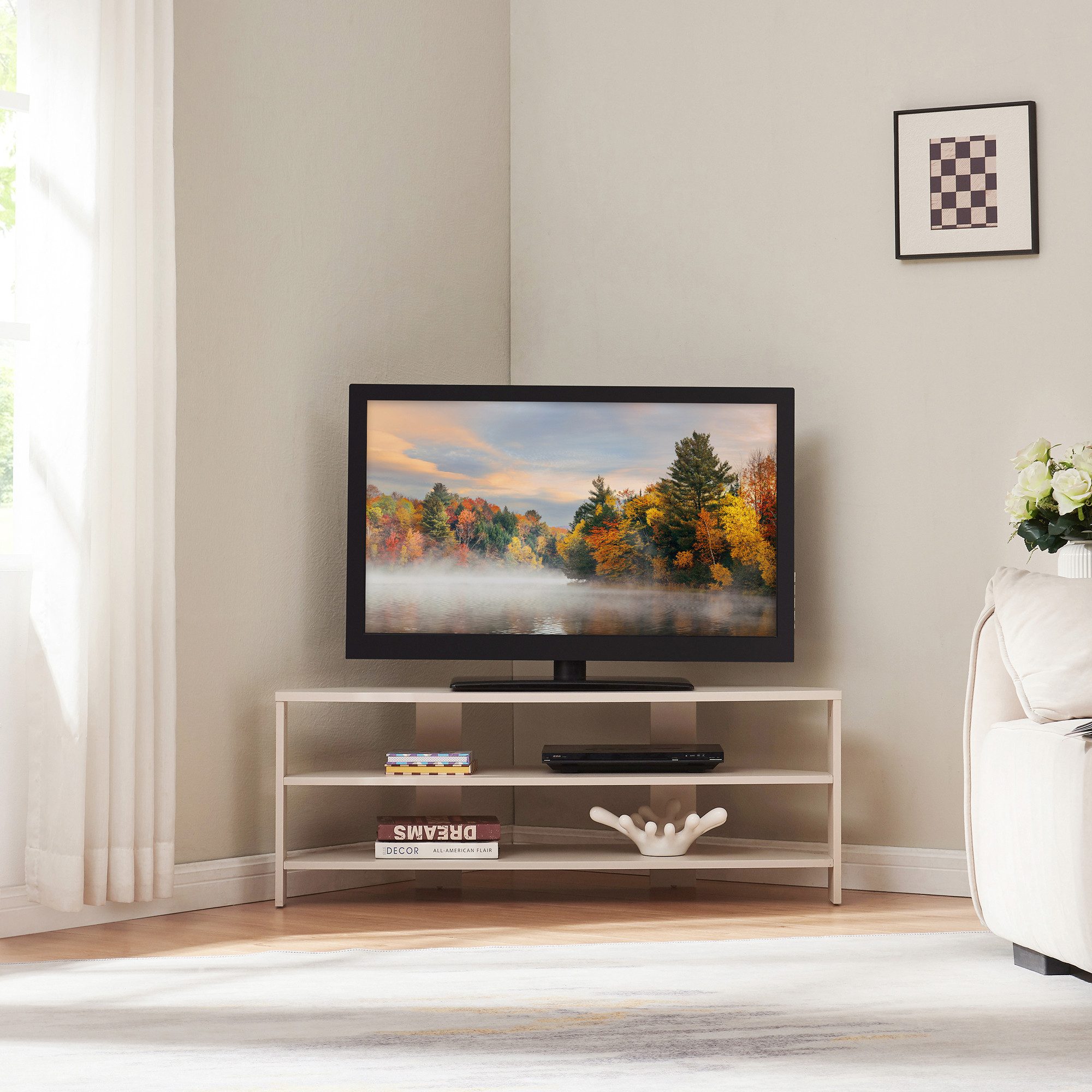en.casa TV-Regal, »Berg« abgeschrägt 110 x 36 x 42 cm Beige