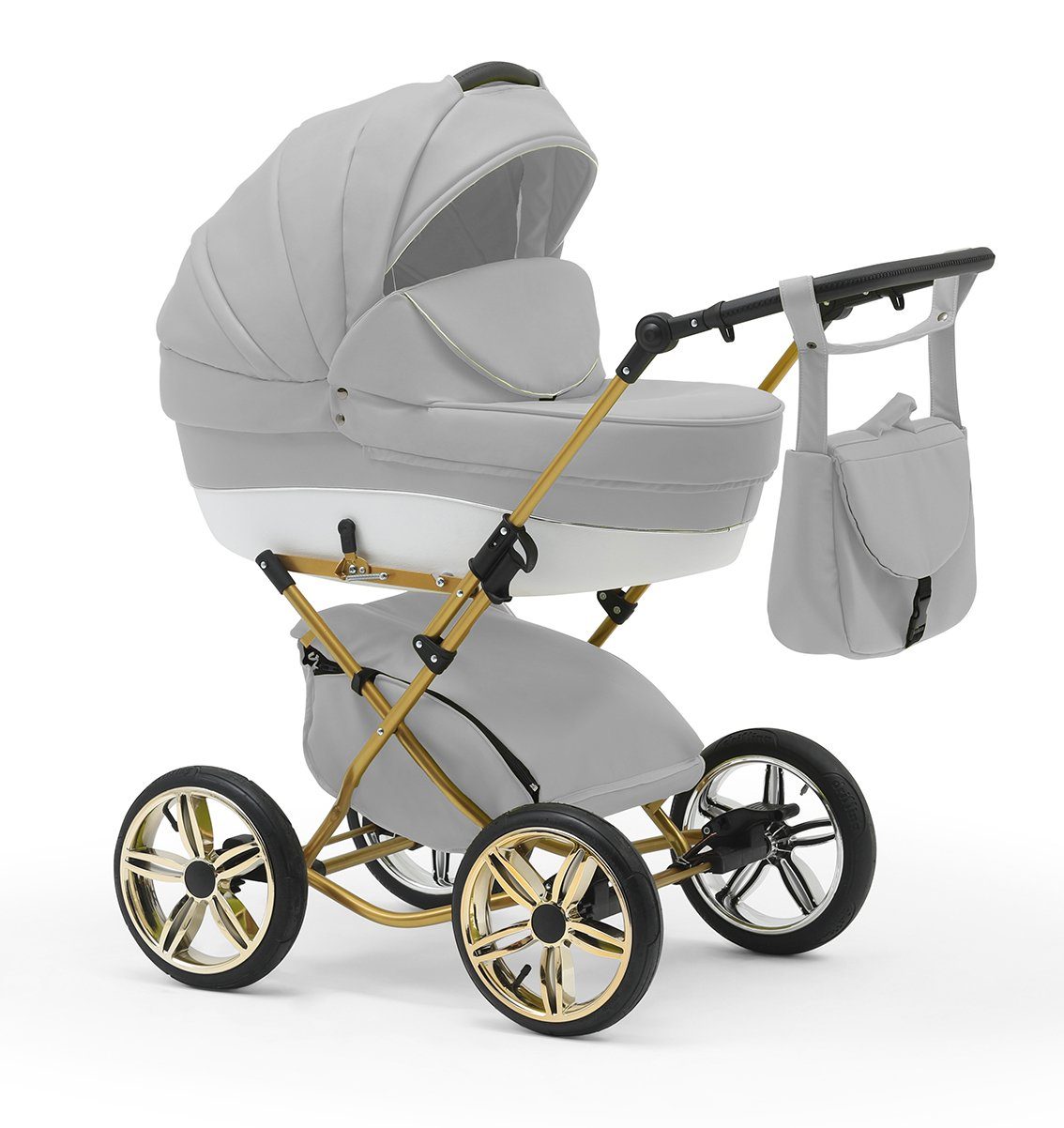Autositz - Teile Iso 10 Hellgrau-Weiß inkl. Designs in und 1 Sorento - 4 babies-on-wheels Kombi-Kinderwagen 14 in Base