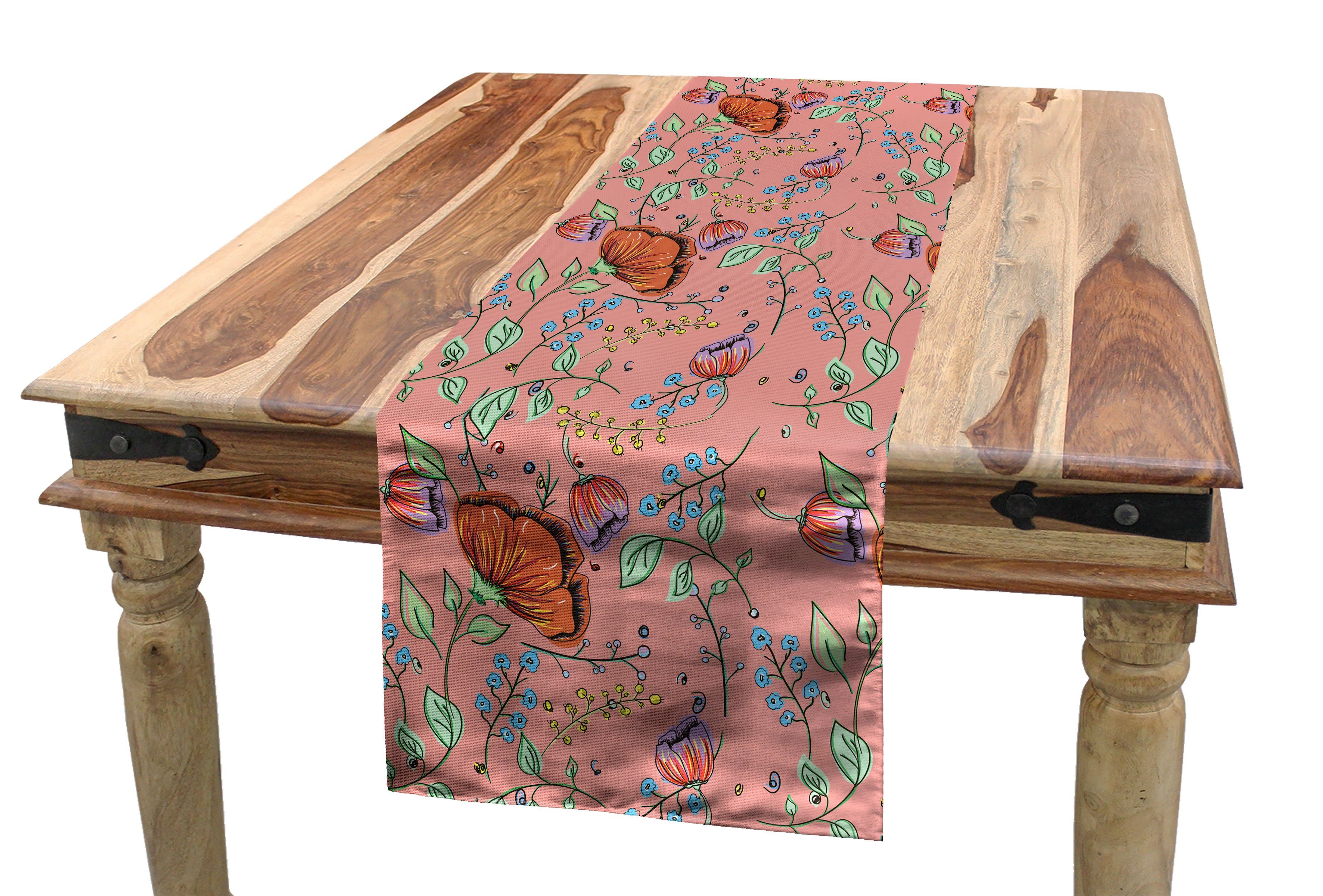 Abakuhaus Tischläufer Esszimmer Küche Rechteckiger Dekorativer Tischläufer, Blumen Pastell Magnolia Blumenstrauß
