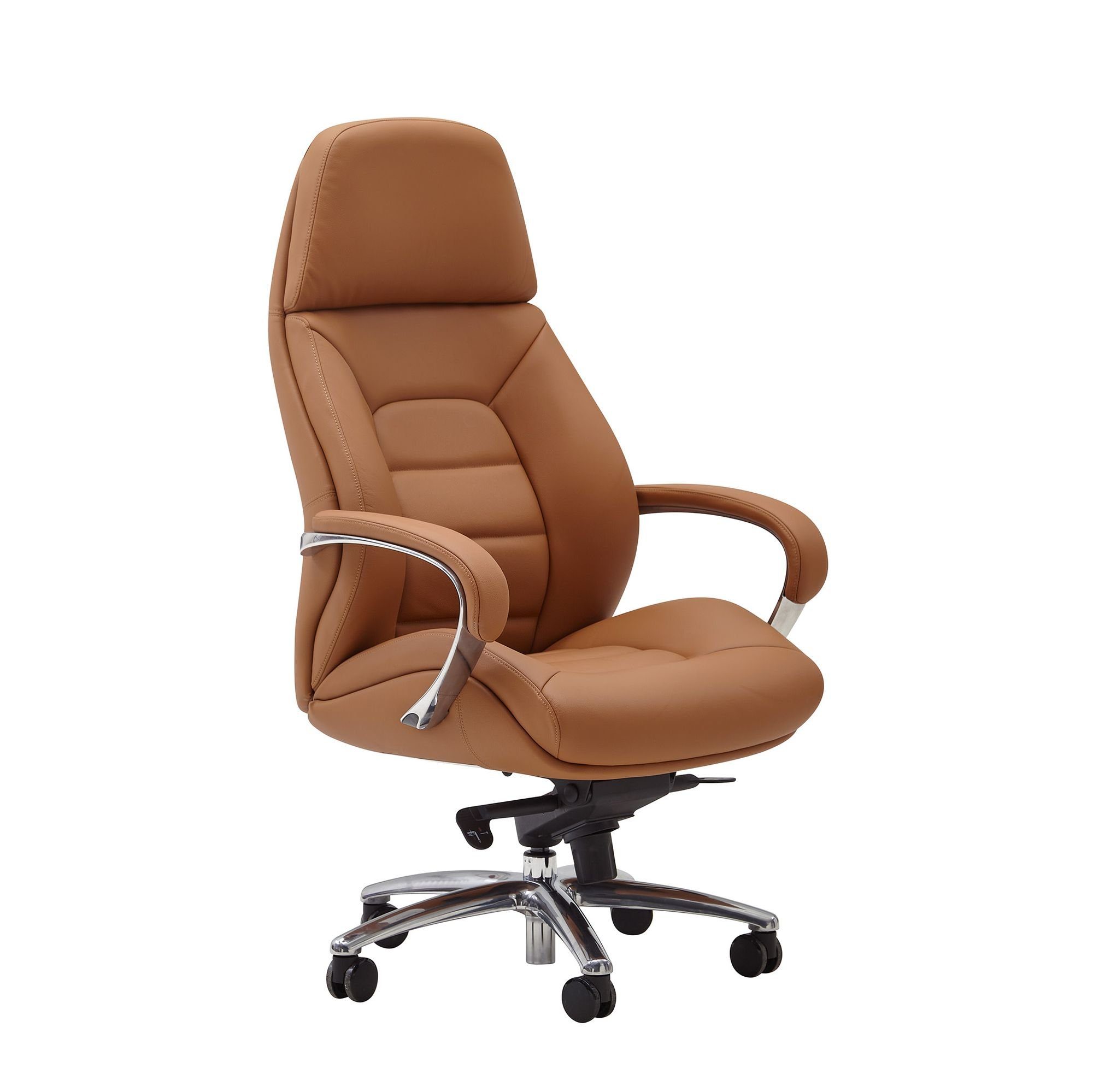 KADIMA DESIGN Chefsessel MIRON - Ergonomischer Ledersessel mit Wippmechanik & Rollen