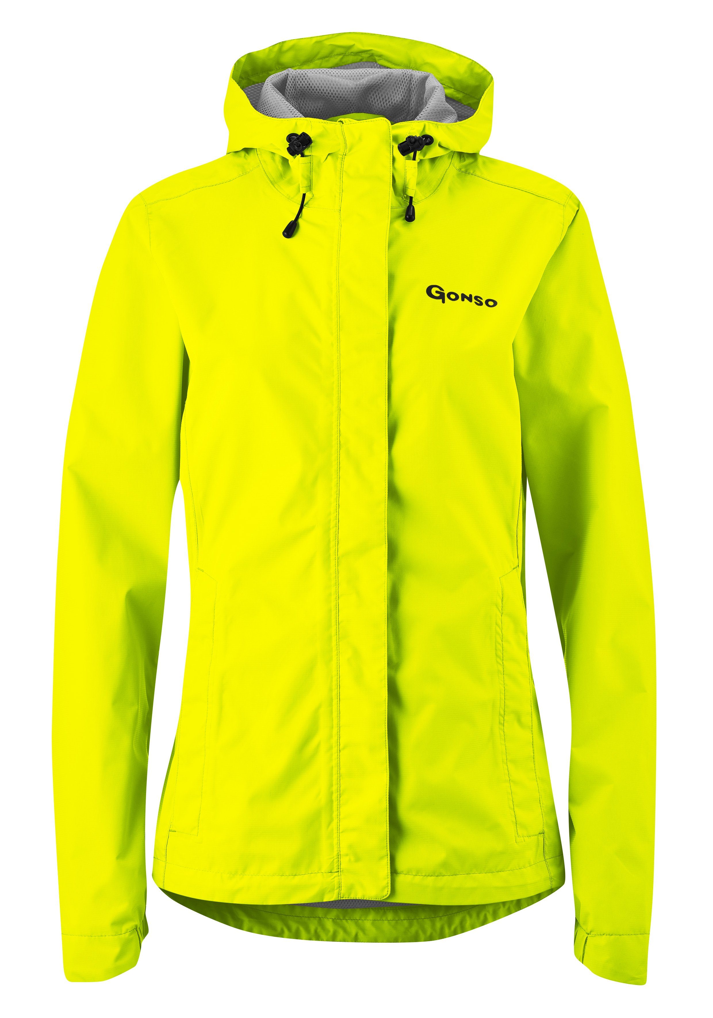 Kapuze wasserdicht, mit Radjacke Damen wind- und Light Regenjacke neongelb Gonso Sura Fahrradjacke