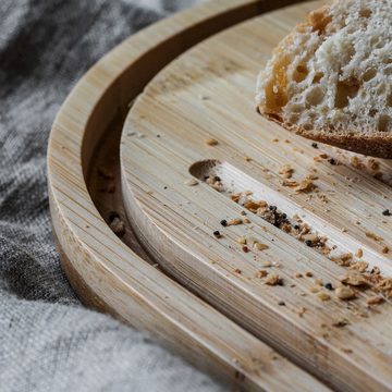 Navaris Brotkasten Brotbox mit Holzdeckel - Brottopf Küche aus Bambus oval, Eisen, (1-tlg)