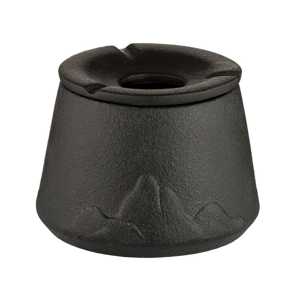 Coumo Aschenbecher Windaschenbecher für Draussen mit Deckel, Steingut, Schwarz