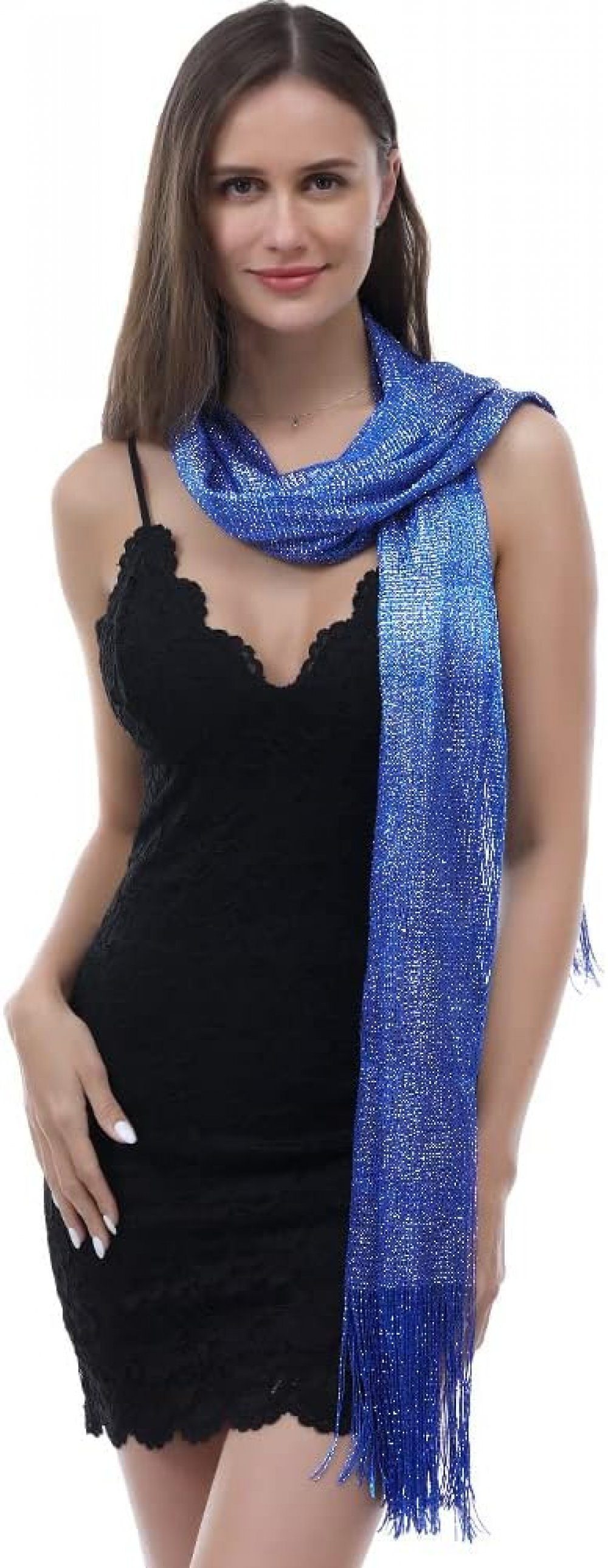 shawl BlauSilber Schal evening sparkling buckle for metal Holiday parties suitable WaKuKa