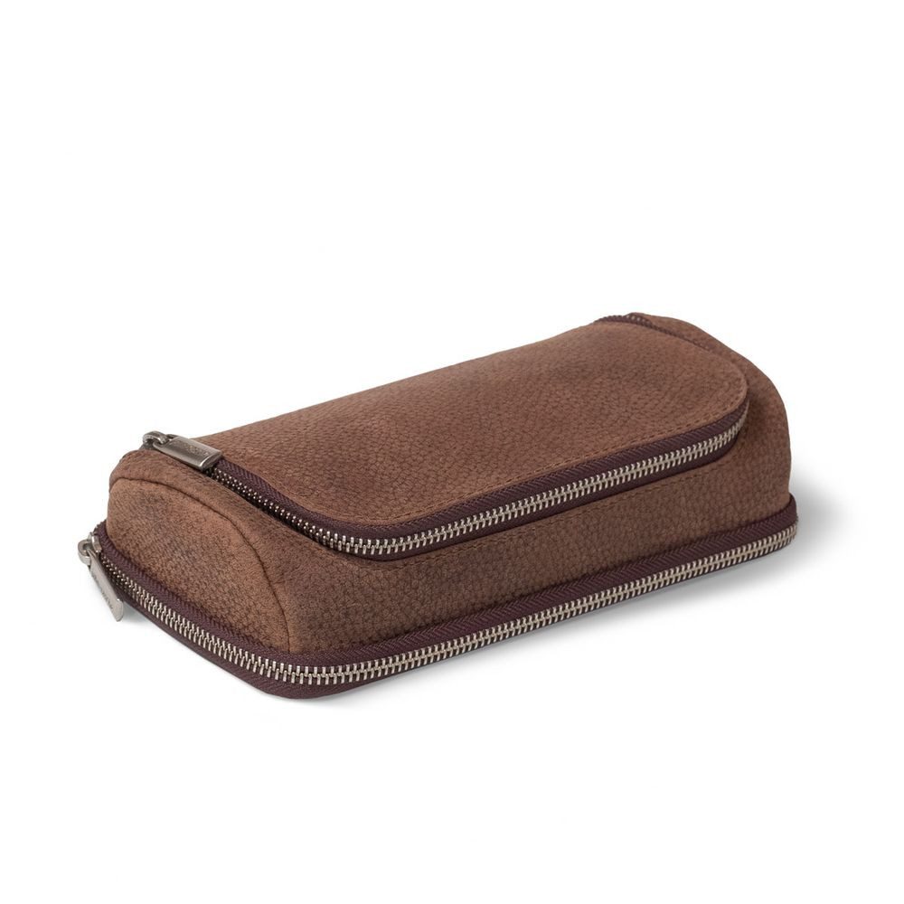 Jahn-Tasche Pencilbag Sehr Großes Federmäppchen XL 2 Fächer, Leder Braun, Jahn-Tasche 020
