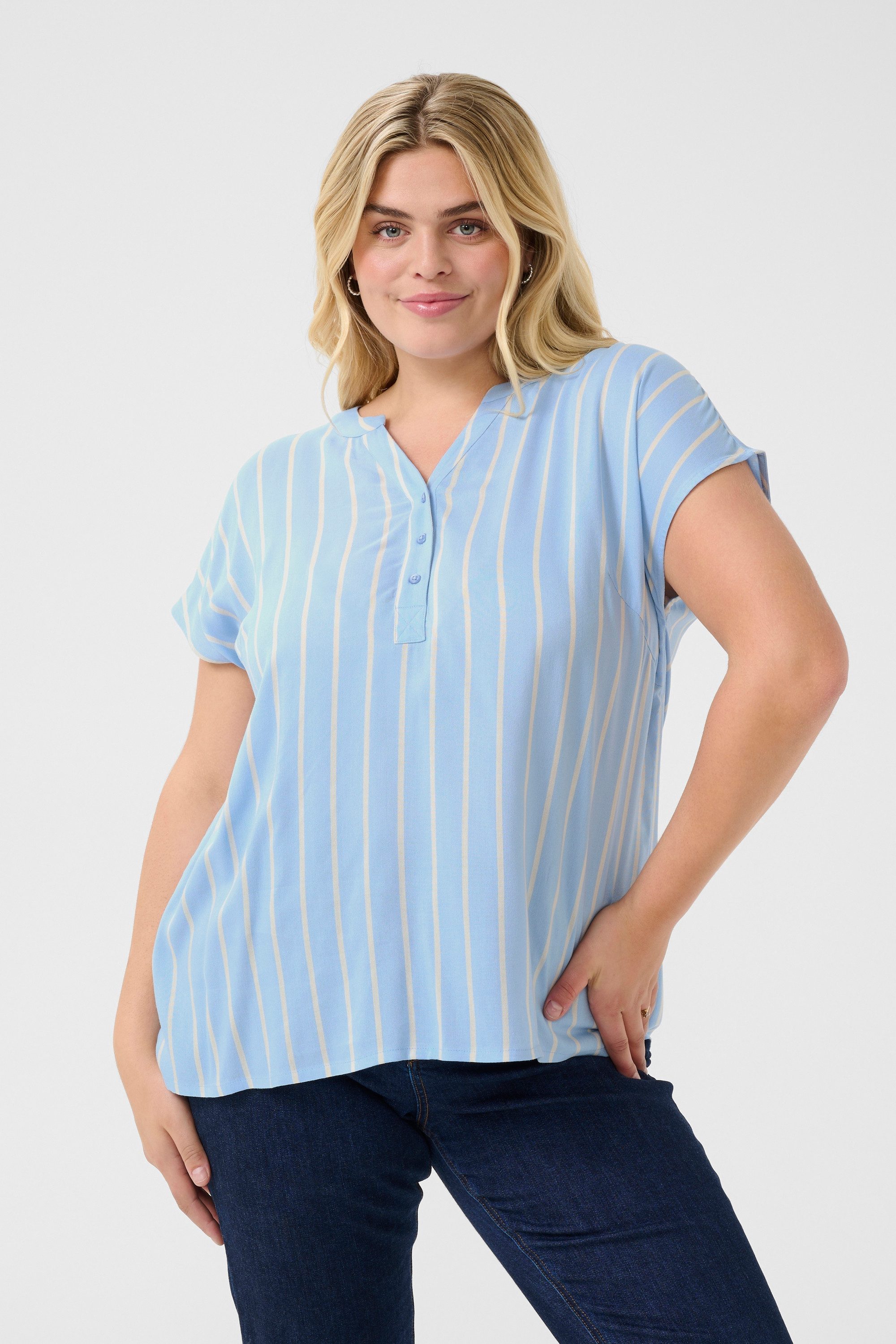 KAFFE Curve Kurzarmbluse Bluse ärmellos KCsida Große Größen