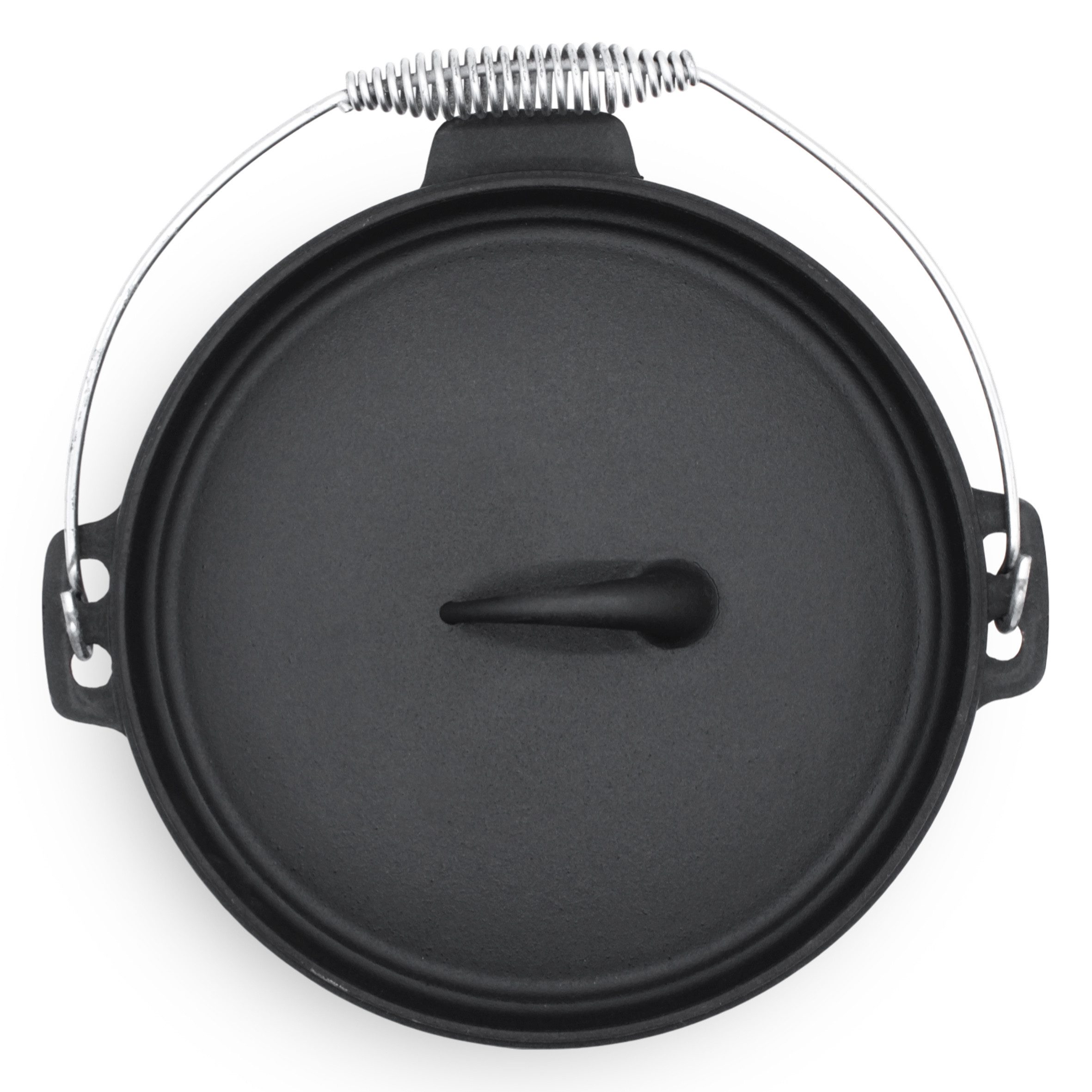 Spetebo Servierpfanne Gusseisen Feuertopf mit Tragegriff - 25 cm, Gusseisen (2-teilig, 2-tlg), Dutch Oven zum Braten Grillen Schmoren