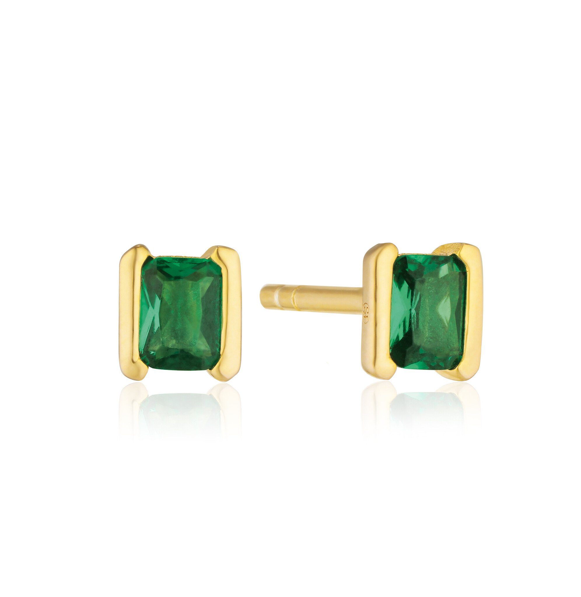 Sif Jakobs Jewellery Paar Ohrstecker Roccanova Piccolo grün (Paar Ohrstecker, 2-tlg., inkl. Schmuckbox), grüner Zirkonia mit Smaragdschliff gold, grün
