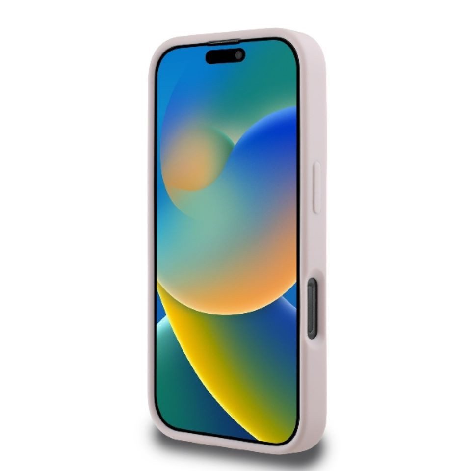 KARL LAGERFELD Handyhülle iPhone 16 Pro Kunstleder rosa Logo goldfarbig 6,3 Zoll, Kantenschutz