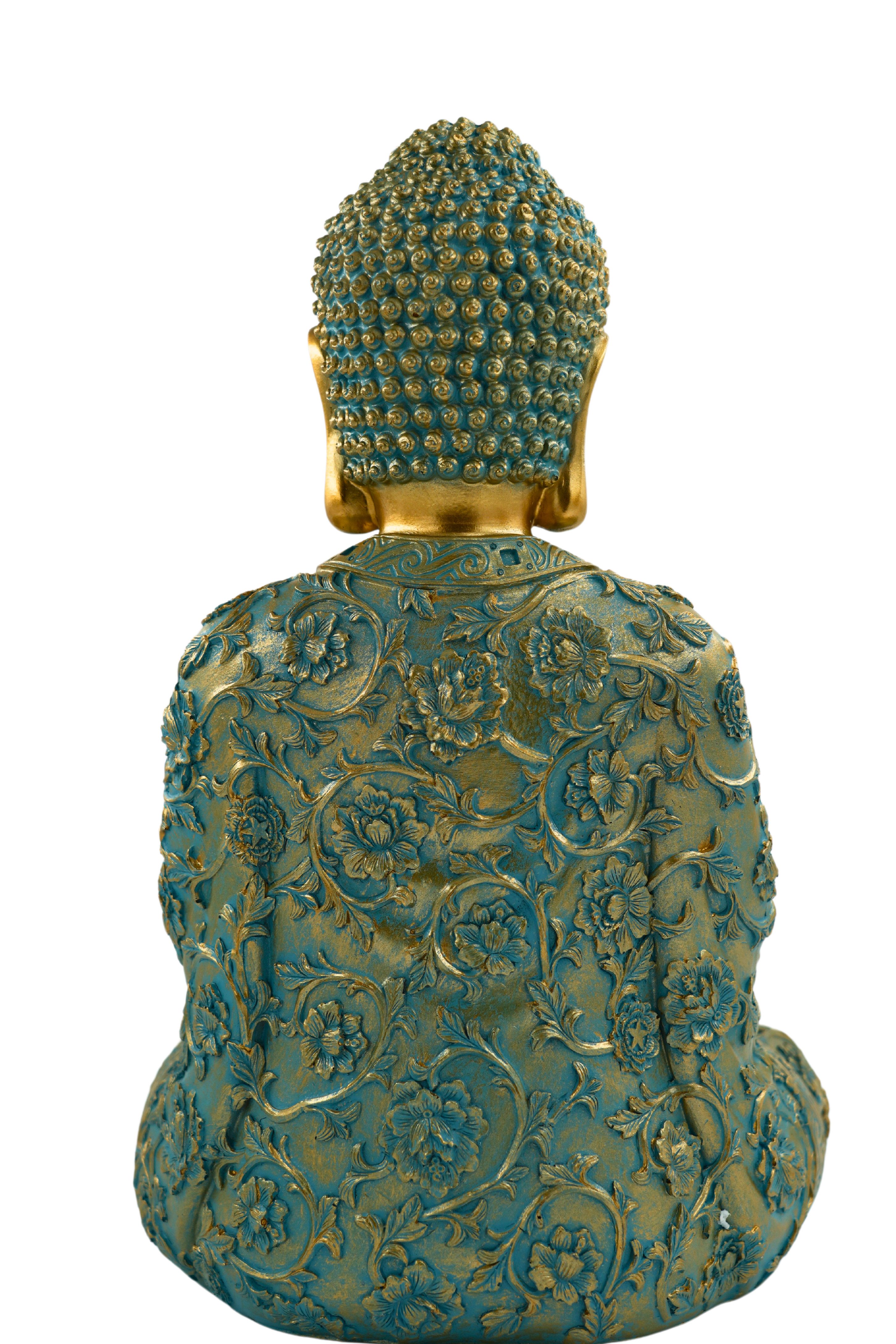 MF Buddhafigur Buddha Statue Mintgruen Gold Polyresin 41cm Meditierende Figur (1 St) – Bild 3 von 5