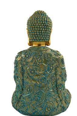 MF Buddhafigur XXL Erhabene Buddha Figur NYORAI in Mintgrün & Gold 41,5 cm Höhe