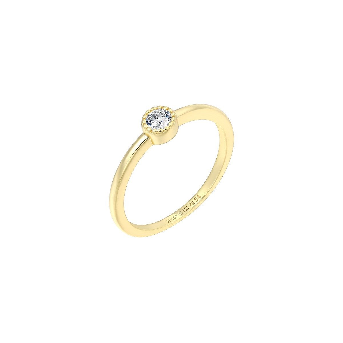 XENOX Silberring Xenox Ring Pure Essentials Zirkonia Silber Vergoldet XS10612G Gr. 54