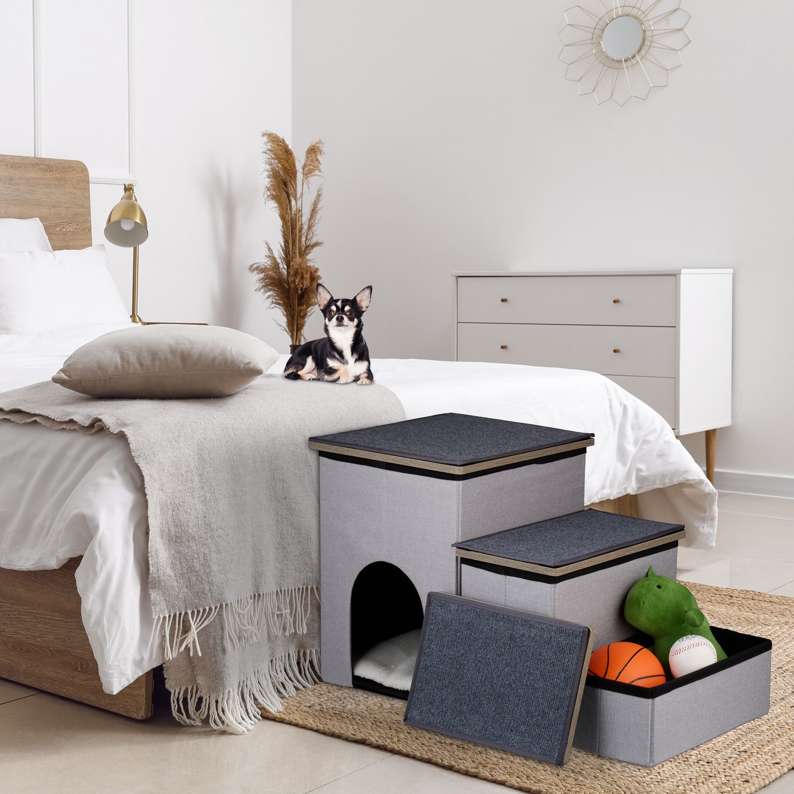 relaxdays Haustiertreppe Hundetreppe 3 Stufen mit günstig online kaufen