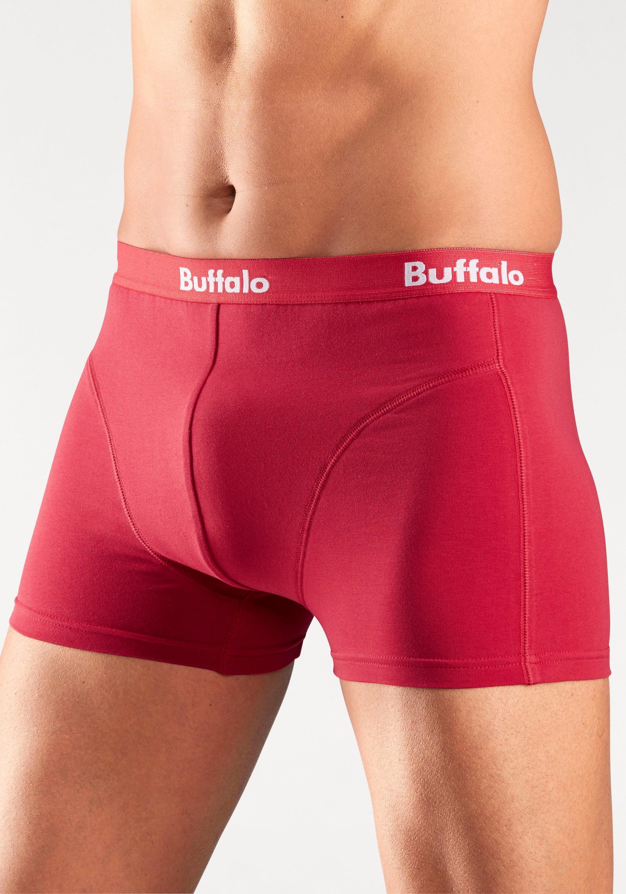 Buffalo Boxer (Packung, 3-St) anthrazit Overlock-Nähten royalblau, rot, mit vorn