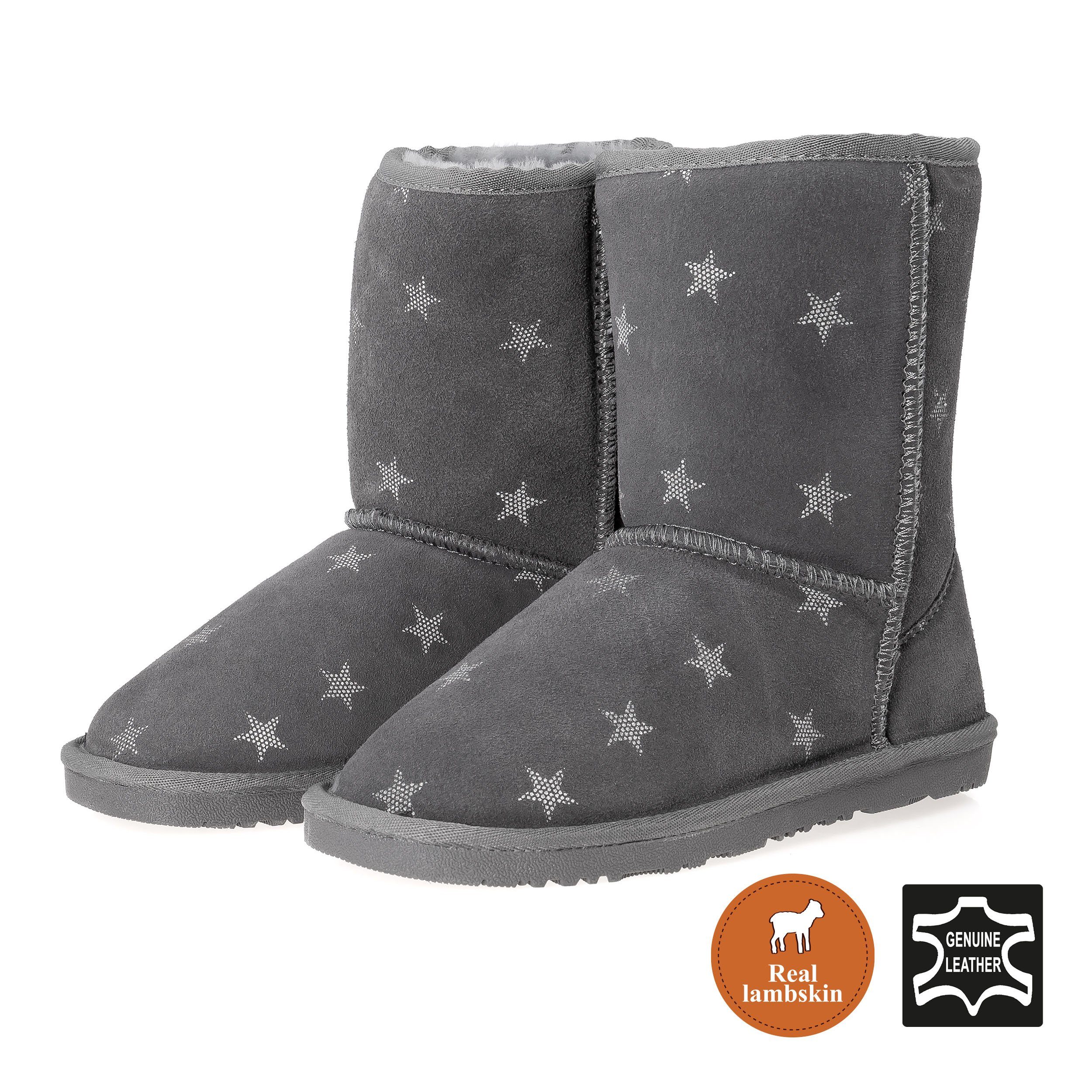 kamelshopping Mädchen Winterstiefel zum Schlupfen Winterboots moderner Winterschuh für Mädchen Lammfell gefüttert