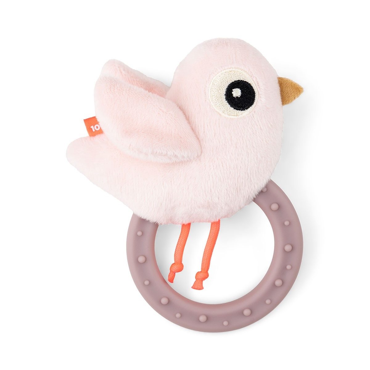 Beißring-Rassel Birdee Rosa 11cm Plüschvogel knistert Zahnungshilfe Baby