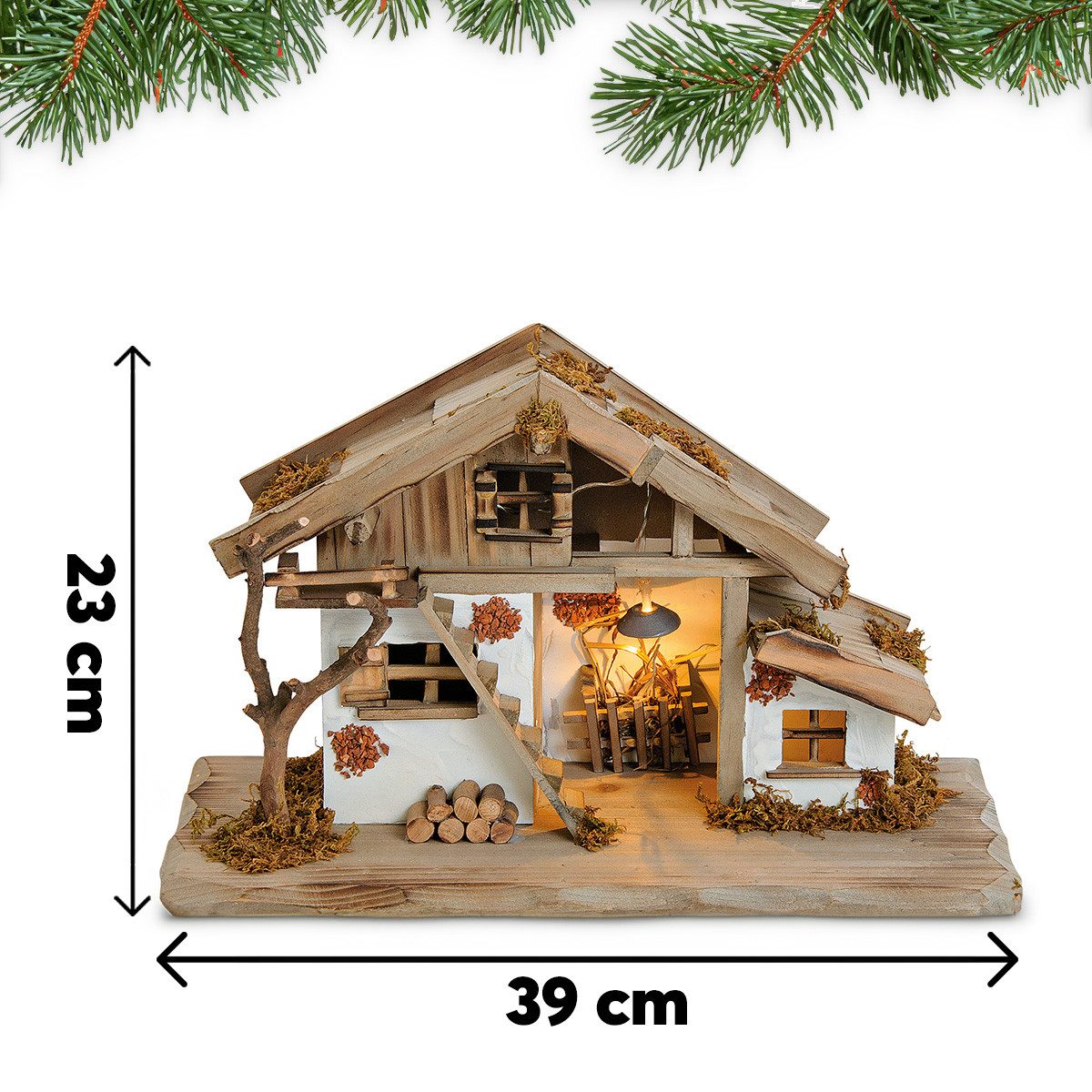 matches21 HOME & HOBBY Krippe Große Echtholz Weihnachtskrippe mit Beleuchtu günstig online kaufen