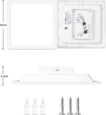 ZMH LED Panel Rechteckig mit Speicherfunktion Modern Schlafzimmer Flur, Quadrat, LED fest integriert, Warmweiß, 3000k, 45*45cm