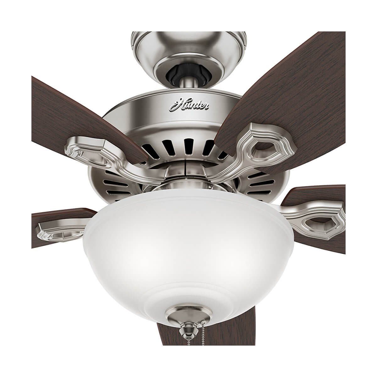 Hunter Deckenventilator Deckenventilator Builder Deluxe Nickel mit Licht, Mit Zugschnur