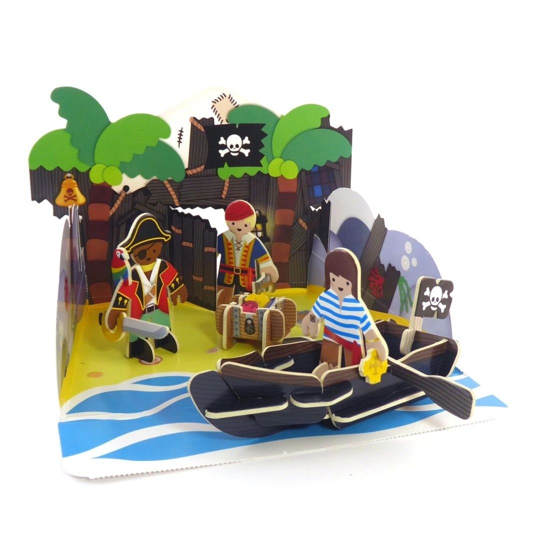 3D Spielset Pirateninsel Pop Out Spiel für Kinder zum Aufbauen/Spielen Konstruktions-Spielset