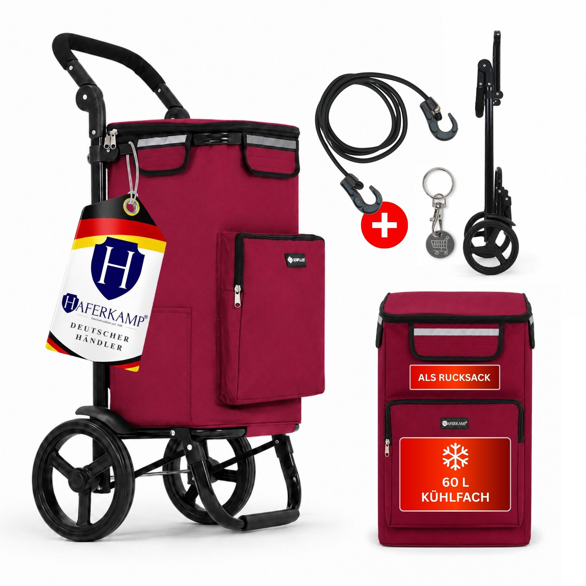 PROREGAL® Einkaufstrolley Klappbarer Einkaufstrolley TRAGINO 3-in1 Einkaufswagen