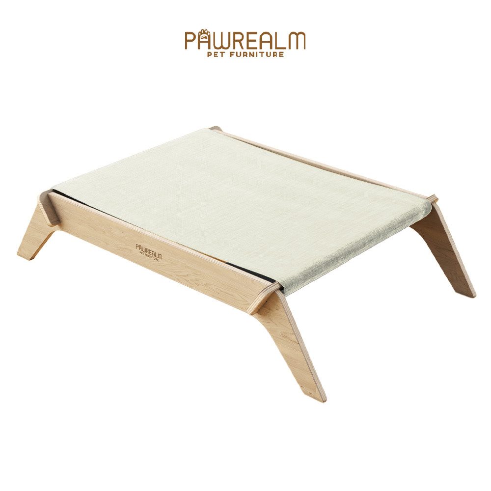 Pawrealm Tierbett Erhöhtes Haustierbett aus Birkenholz–Modulares Bett für Katzen & Hunde, 100% Baumwolle (Canvas/Duck-Stoff), 100% natürliches Birkenholz, hochwertiger Duck-Stoff, modulares