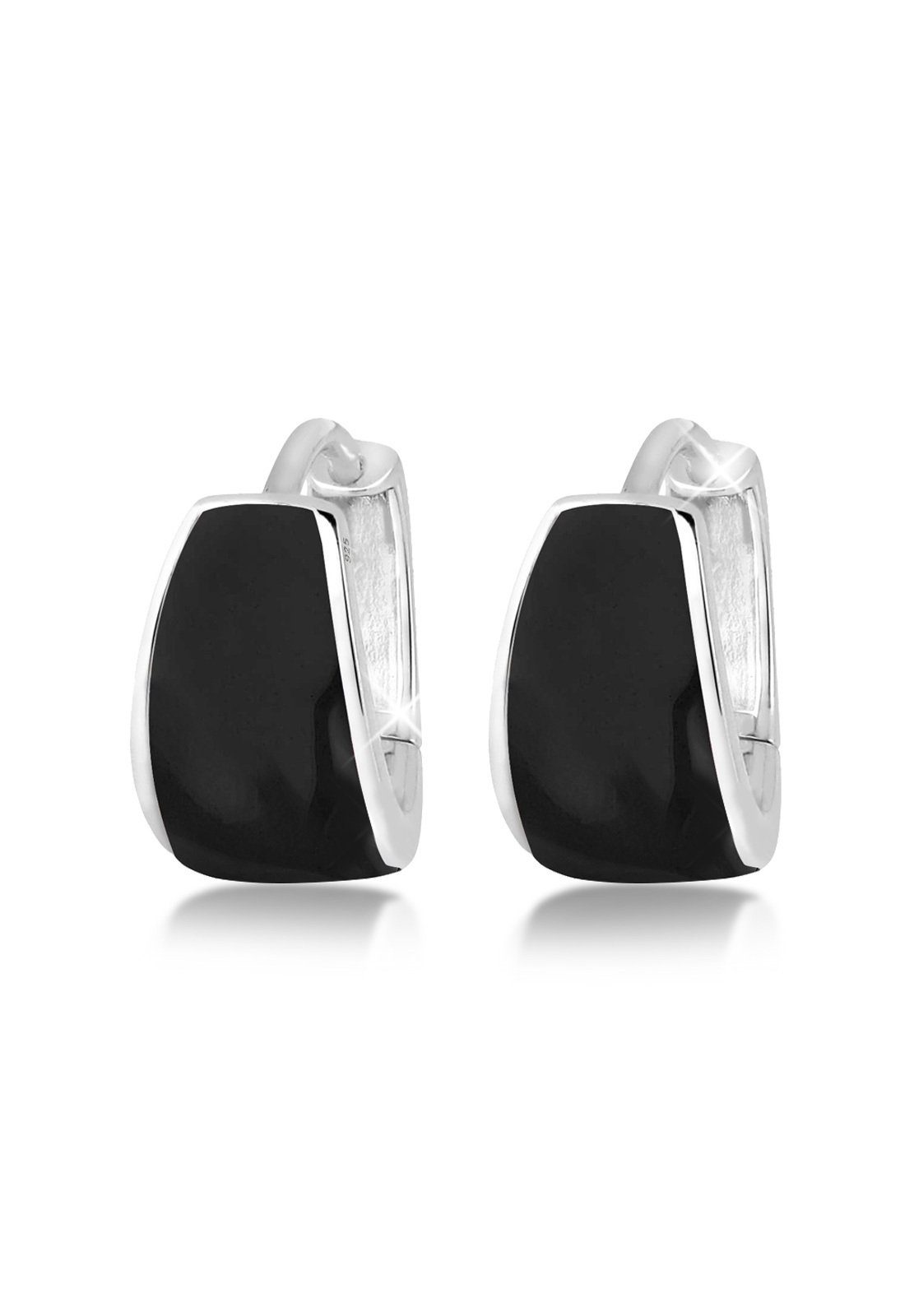 Paar Creolen Creolen Emaille Basic Zeitlos 925 Silber