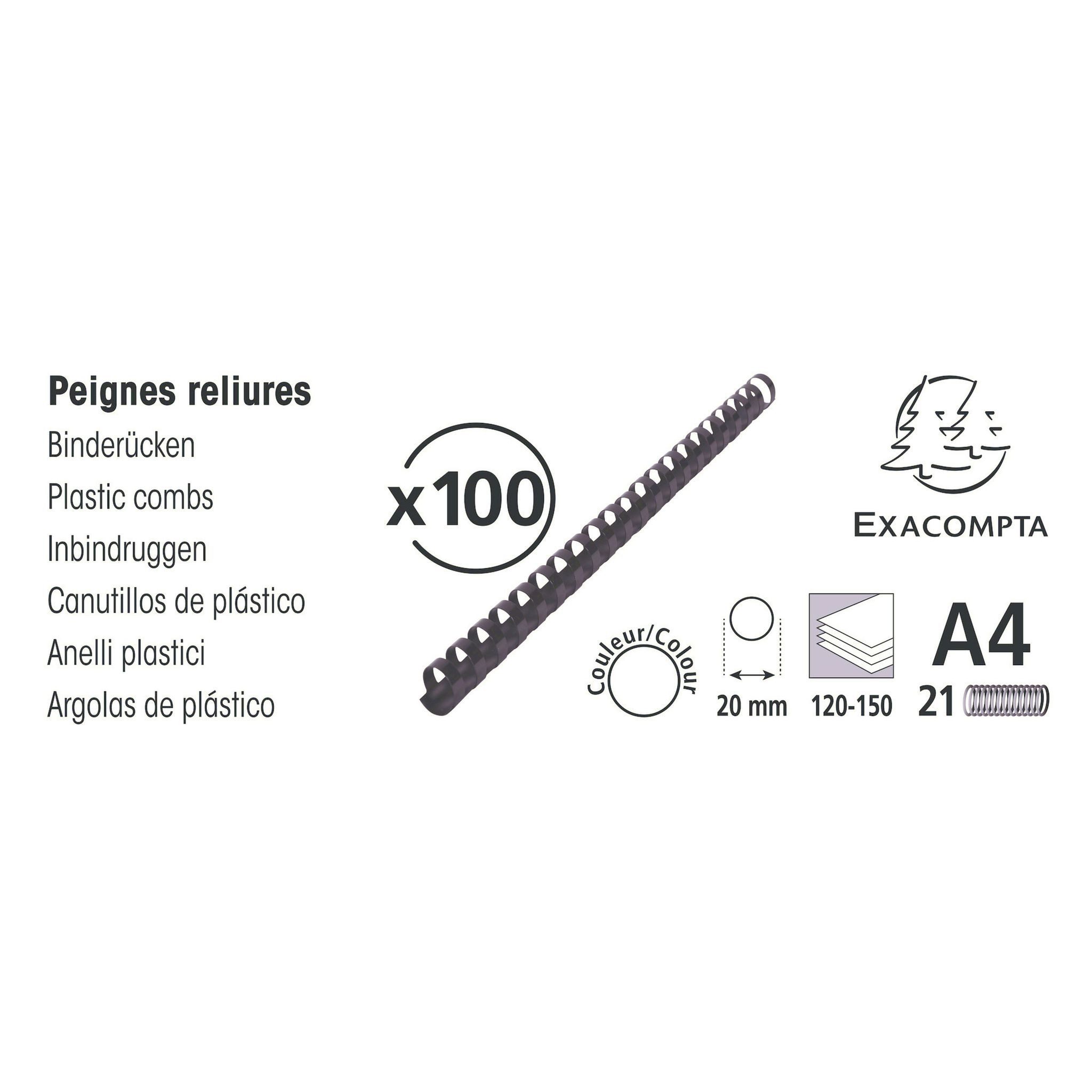 EXACOMPTA Bindegerät Exacompta 100 plast. binderücken 20mm A4 sw