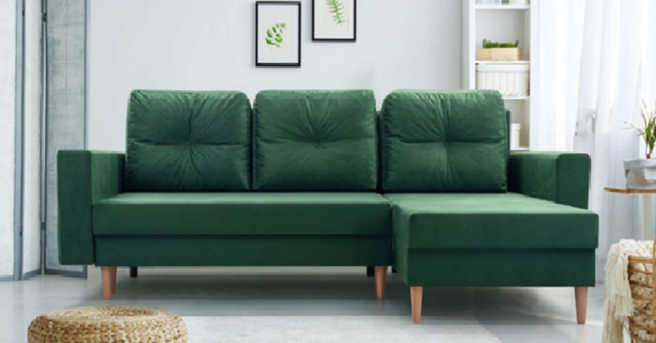 MOEBLO Ecksofa CARL, Ottomane Links als auch rechts montierbar Couch für Wo günstig online kaufen