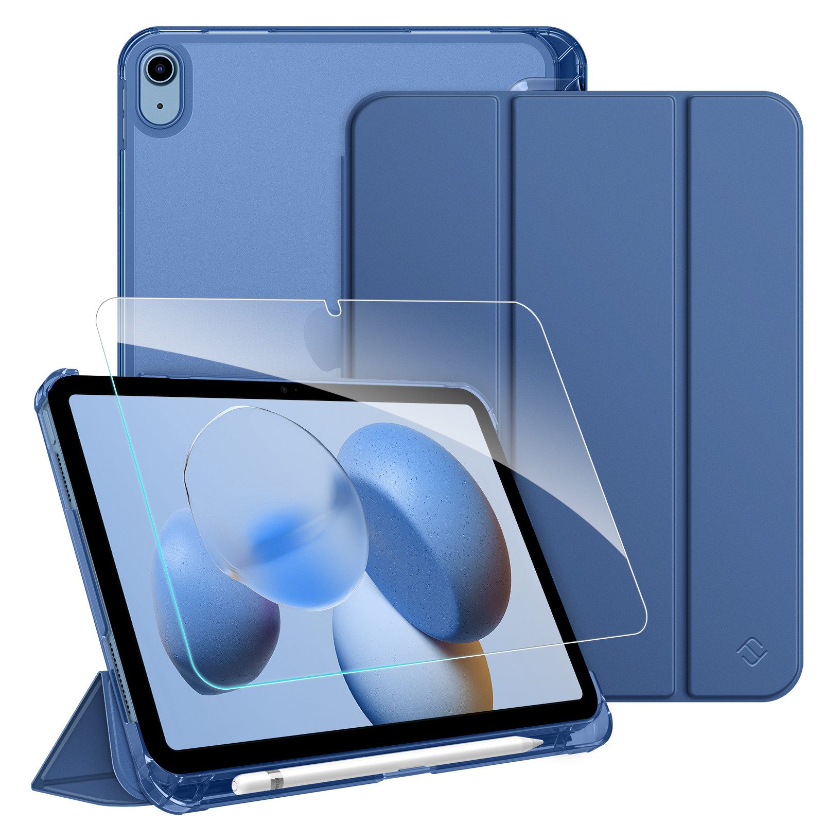Fintie Tablet-Hülle für iPad 11 Generation 11'' 2025 (A16), iPad 10 Generation 10.9'' 2022, mit Schutzfolie-ultradünne transparente Rückseite Case mit Stifthalter