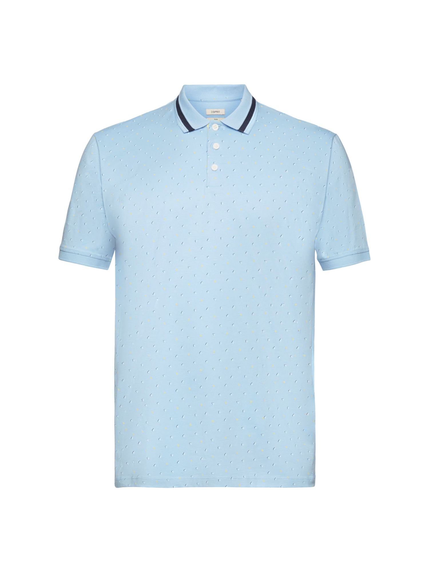 Esprit Poloshirt Poloshirt mit LIGHT BLUE Allover-Muster AQUA
