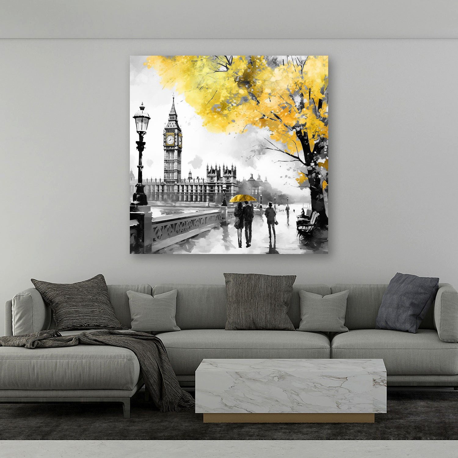Artedinoi Leinwandbild London, Big Ben schwarz weiß Leinwandbild Wandbild Kunst XXL Deko, London mit Big Ben, Schwarz-Weiß