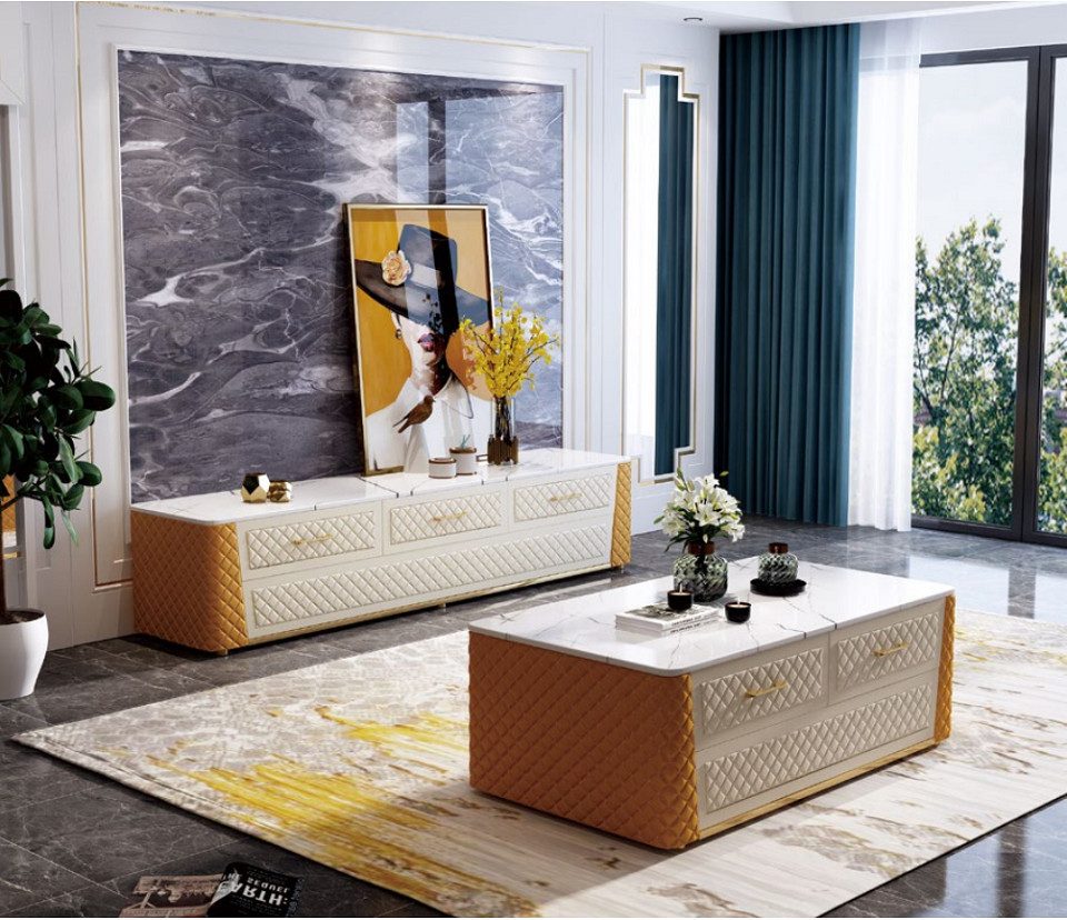 Xlmoebel Sideboard Elegantes Holzsideboard mit edler Marmoroptik und viel Stauraum (1 St., Sideboard), Hergestellt in Europa