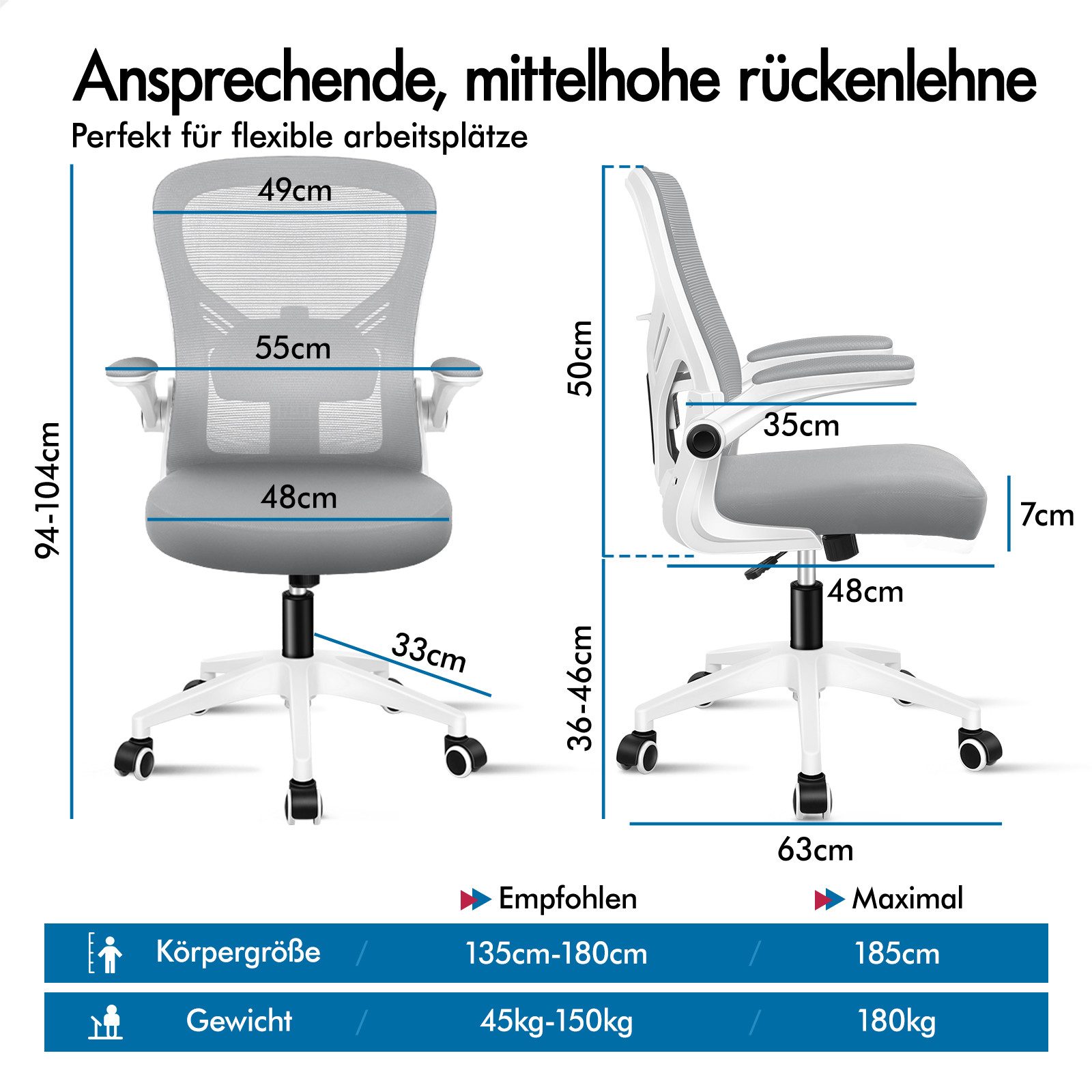 ALFORDSON Bürostuhl Ergonomischer, verstellbare Lendenwirbelstütze, (1 St), günstig online kaufen