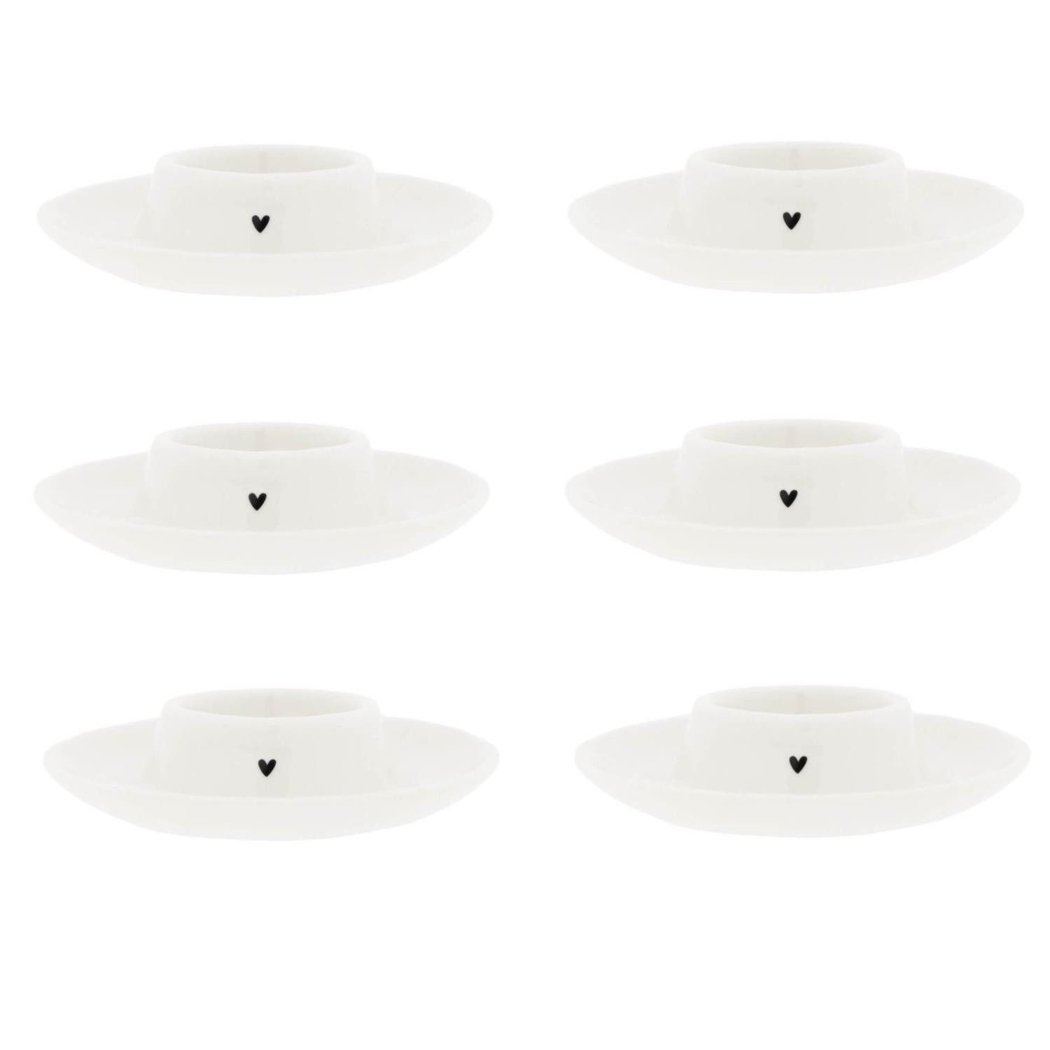 Bastion Collections Eierbecher Schwarzes Herz, Spülmaschinengeeignet, Weiß, Herz, H: 3cm