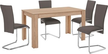 Homexperts Essgruppe Nick3-Mulan, (Set, 5-tlg), mit 4 Stühlen, Tisch in eichefarben sägerau, Breite 140 cm